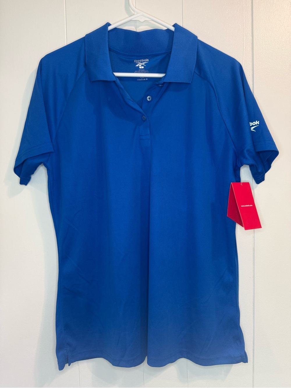 NWT Reebok Woman’s Large Blue Polo Shirt Golf, Athleisure, Gorpcore
